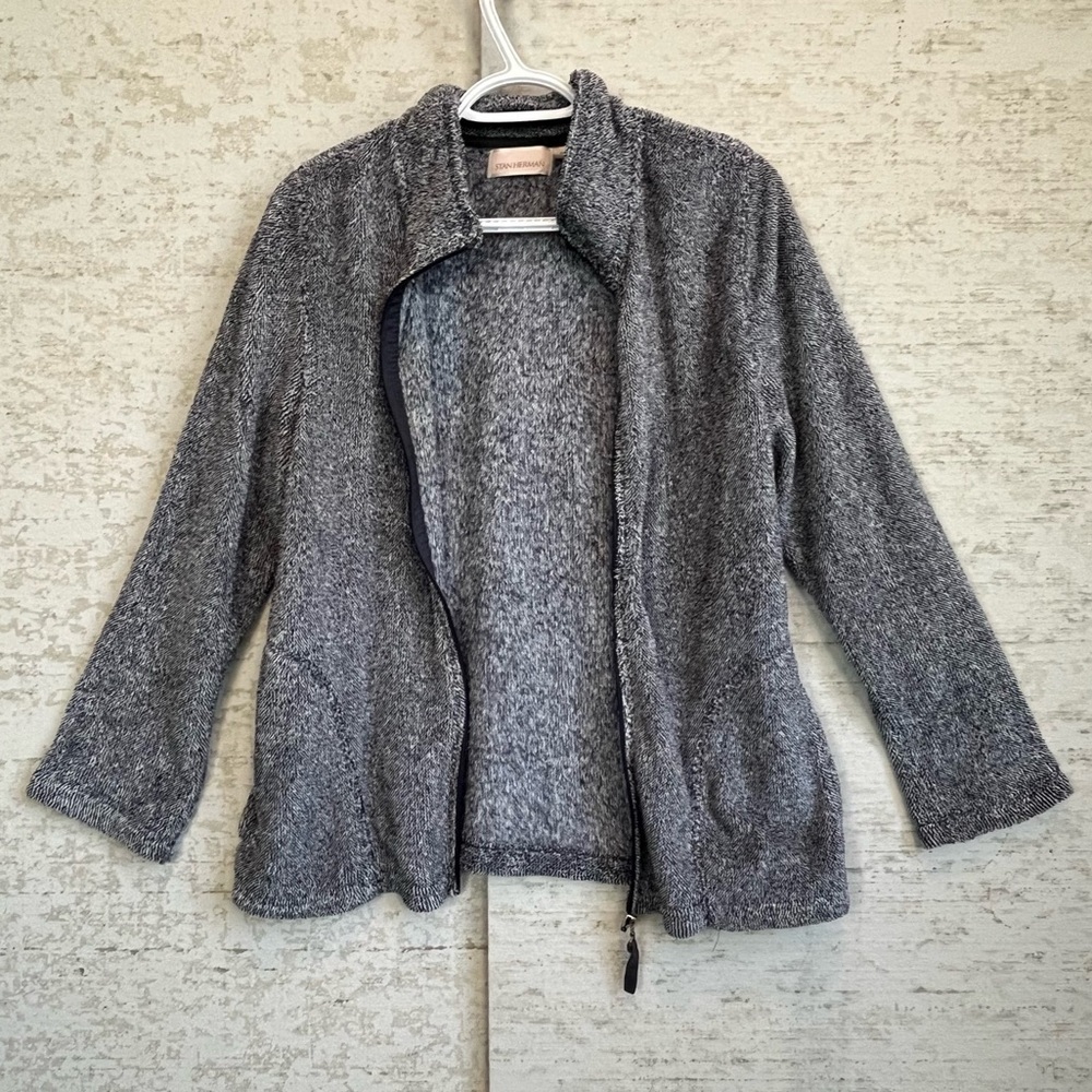 Stan Herman Cozy Gray Women's Zip Up Jacket Sz S So soft and cozy